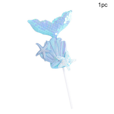 1db Sellőfarkú flitteres tortafedő Muffin Cupcake Topsor sellő témájú esküvői gyerekeknek születésnapi tortadíszekhez