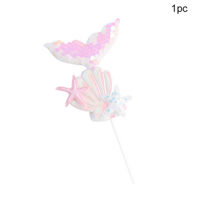 1db Sellőfarkú flitteres tortafedő Muffin Cupcake Topsor sellő témájú esküvői gyerekeknek születésnapi tortadíszekhez