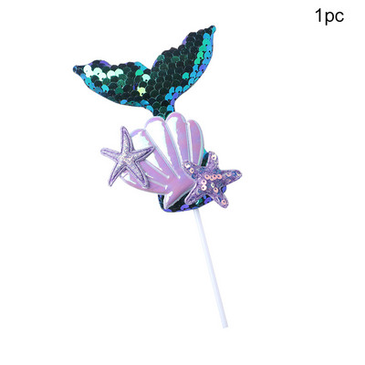 1db Sellőfarkú flitteres tortafedő Muffin Cupcake Topsor sellő témájú esküvői gyerekeknek születésnapi tortadíszekhez