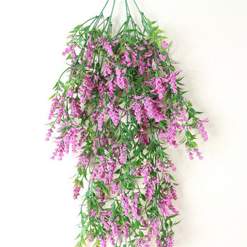 Μπουκέτο λεβάντας Τεχνητά λουλούδια από μετάξι Πλαστικά ψεύτικα λουλούδια Διακόσμηση γάμου σπιτιού Κρεμαστά φυτά ράταν Κεντρικά