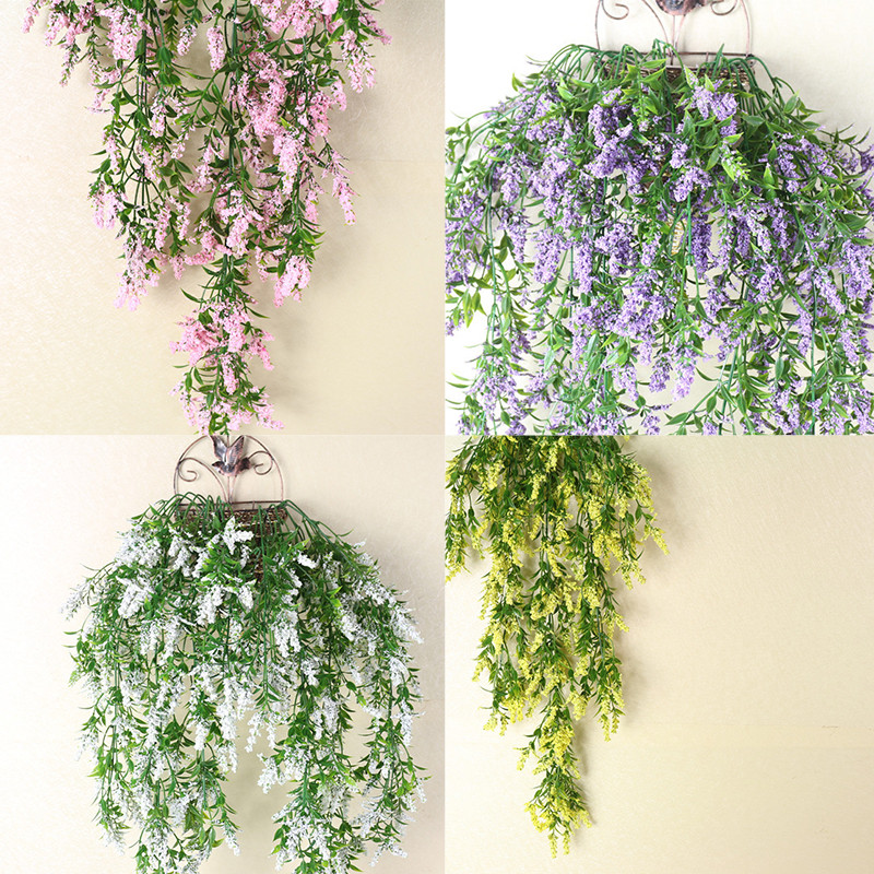 Lavendli kimp Kunstsiidist lilled Plastikust võltslilled Kodu Pulmakaunistus Seinaripp taim rotangist keskosad