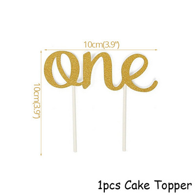 1 gab. Mirdzošas kūkas virsma viena gada 1. pirmās dzimšanas dienas ballītei bērniem, meitenēm, zēniem, bērnu dušas jubilejas dekorēšanas piederumi