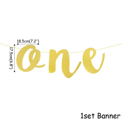 1 gab. Mirdzošas kūkas virsma viena gada 1. pirmās dzimšanas dienas ballītei bērniem, meitenēm, zēniem, bērnu dušas jubilejas dekorēšanas piederumi