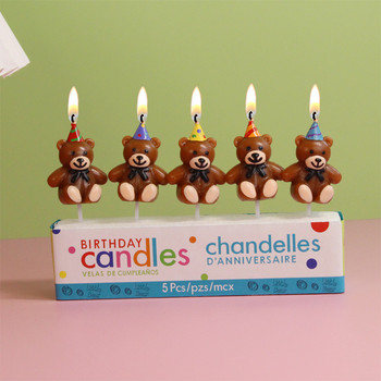 Cartoon Bear Candle Kids Party Καπέλο Bear Γενέθλια Κερί Κέικ Διακόσμηση Αξεσουάρ Καπέλο Bear Διακόσμηση πάρτι