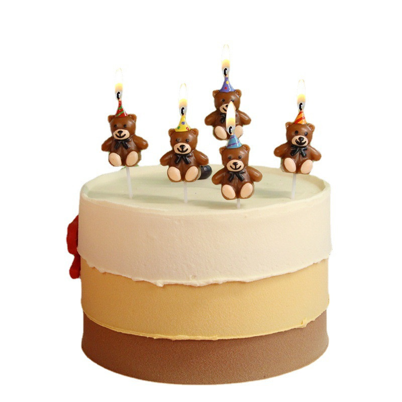 Desene animat Urs Lumanare Copii Pălărie de petrecere Urs, Lumânare de ziua de naștere Decorat Tort Accesorii Pălărie Urs Decorat
