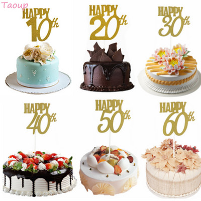 Taoup 10 20 30 40 50 60 Boldog születésnapot tortafestő esküvői torta díszítő kellékek tortákhoz Születésnapi parti dekorációk felnőtteknek