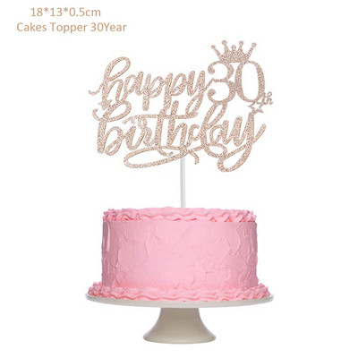 Διακόσμηση για χαρούμενα γενέθλια τούρτα 13 16 18 21 30 40 50 60 70 Χρόνια Τούρτα γενεθλίων Topper για ενήλικες ψησίματος επιδόρπιο προμήθειες