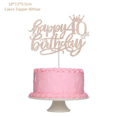 Διακόσμηση για χαρούμενα γενέθλια τούρτα 13 16 18 21 30 40 50 60 70 Χρόνια Τούρτα γενεθλίων Topper για ενήλικες ψησίματος επιδόρπιο προμήθειες