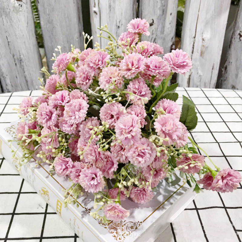 20 ziedu galviņas 1 ķekars Eiropas stila mazas ceriņi neļķes mākslīgie ziedi vairumtirdzniecība mājas fotografēšana mīksta dekorēšana roku