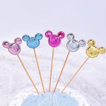 50 τμχ/παρτίδα Mickey Mouse Heart Star Crown Cake Topper για γενέθλια Cupcake Flag Baby Shower Διακόσμηση γαμήλιων πάρτι