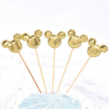 50 τμχ/παρτίδα Mickey Mouse Heart Star Crown Cake Topper για γενέθλια Cupcake Flag Baby Shower Διακόσμηση γαμήλιων πάρτι
