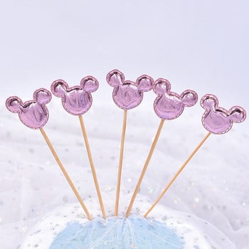 50 τμχ/παρτίδα Mickey Mouse Heart Star Crown Cake Topper για γενέθλια Cupcake Flag Baby Shower Διακόσμηση γαμήλιων πάρτι