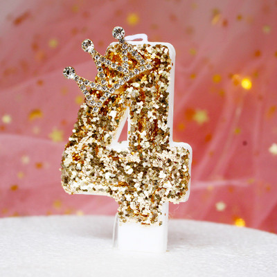 Κεριά Αριθμός πάρτι γενεθλίων Glitter Gold Pink Crown κερί για Παιδιά Κορίτσια Αγόρια Τούρτα Γενέθλια Ένθετο Διακοσμητικά