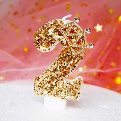 Κεριά Αριθμός πάρτι γενεθλίων Glitter Gold Pink Crown κερί για Παιδιά Κορίτσια Αγόρια Τούρτα Γενέθλια Ένθετο Διακοσμητικά