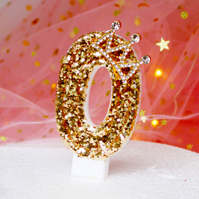 Κεριά Αριθμός πάρτι γενεθλίων Glitter Gold Pink Crown κερί για Παιδιά Κορίτσια Αγόρια Τούρτα Γενέθλια Ένθετο Διακοσμητικά