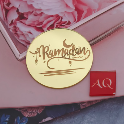 10db/csomag arany akril tükör Eid Mubarak cupcake toppers Ramadan Kareem tortafej