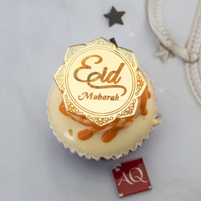 10db/csomag arany akril tükör Eid Mubarak cupcake toppers Ramadan Kareem tortafej