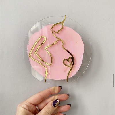 Abstract Simple Lines Acrylic Cake Topper Έγκυες γυναίκες Διακόσμηση κέικ κοριτσιών Προμήθειες για πάρτι Αξεσουάρ διακόσμησης γάμου