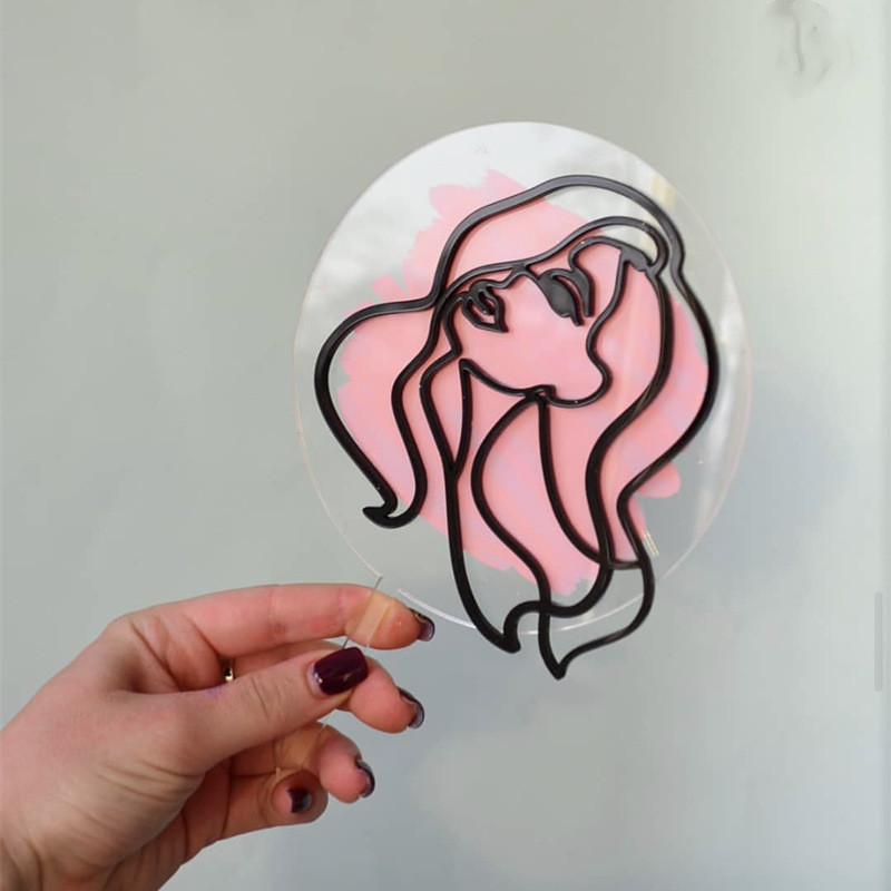 Absztrakt egyszerű vonalak akril tortadísz terhes nők lányok tortadísz buli kellékek esküvői dekorációs kiegészítők