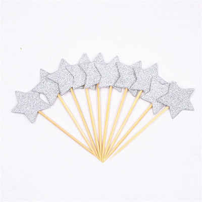 40 buc Steagul de tort Golden Heart Star Cupcake Toppers Baby Shower Decoratiuni pentru petrecerea de aniversare Decoratiuni pentru nunta pentru copii Toppers pentru tort
