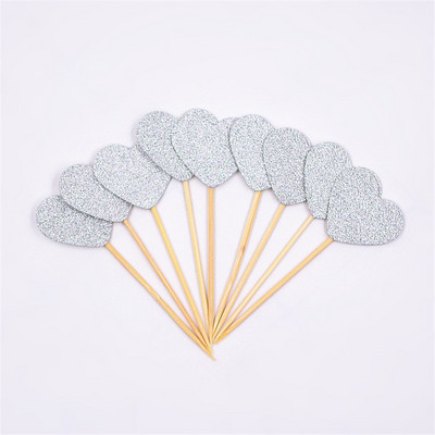 40 buc Steagul de tort Golden Heart Star Cupcake Toppers Baby Shower Decoratiuni pentru petrecerea de aniversare Decoratiuni pentru nunta pentru copii Toppers pentru tort