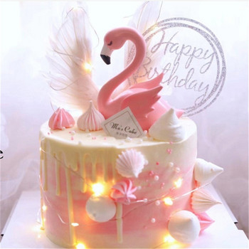 Ροζ Φλαμίνγκο Διακόσμηση Τούρτας Ακρυλικό Τούρτα Διακόσμηση για πάρτι γενεθλίων Επιδόρπιο γάμου Δώρο για τη γιορτή της μητέρας Διακόσμηση πάρτι στη Χαβάη