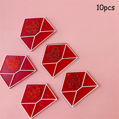 10db Akril Cupcake Topper Arany Piros Szív Boríték Tortafedő Esküvői Valentin-napi desszertparti DIY tortadíszítő eszközök