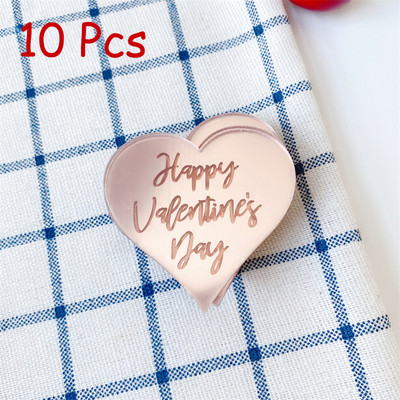 10db Akril Cupcake Topper Arany Piros Szív Boríték Tortafedő Esküvői Valentin-napi desszertparti DIY tortadíszítő eszközök