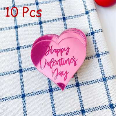 10db Akril Cupcake Topper Arany Piros Szív Boríték Tortafedő Esküvői Valentin-napi desszertparti DIY tortadíszítő eszközök