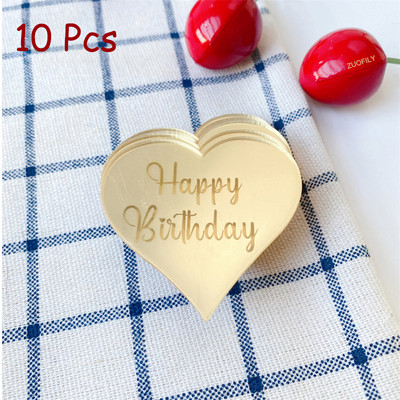 10db Akril Cupcake Topper Arany Piros Szív Boríték Tortafedő Esküvői Valentin-napi desszertparti DIY tortadíszítő eszközök