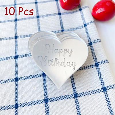 10db Akril Cupcake Topper Arany Piros Szív Boríték Tortafedő Esküvői Valentin-napi desszertparti DIY tortadíszítő eszközök