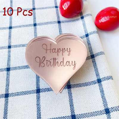 10db Akril Cupcake Topper Arany Piros Szív Boríték Tortafedő Esküvői Valentin-napi desszertparti DIY tortadíszítő eszközök