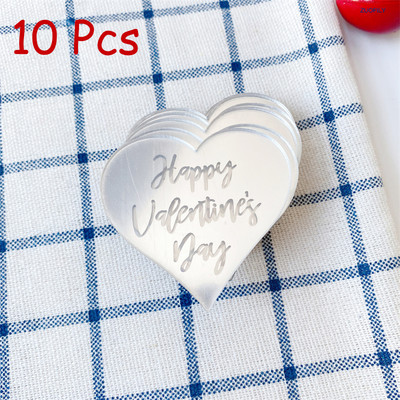 10db Akril Cupcake Topper Arany Piros Szív Boríték Tortafedő Esküvői Valentin-napi desszertparti DIY tortadíszítő eszközök