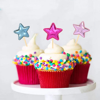 10/20/50 τμχ Heart Star Cupcake Toppers Cake Topper Διακόσμηση Επιλογές Παιδικής Γάμου Διακοσμήσεις για πάρτι γενεθλίων Μπομπονιέρες μωρού