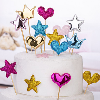 10/20/50 бр. Heart Star Cupcake Toppers Cake Topper Decorating Picks Детска сватба, рожден ден Декорации за партита Baby Shower Сувенири