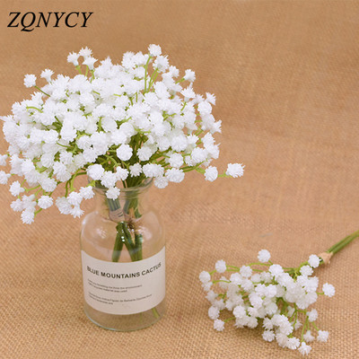 Flori artificiale de gypsophila alb de 20 cm, aranjament de decorare pentru buchet de nuntă, bricolaj, plastic, respirație pentru copii, flori falsă, decor acasă