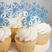 20 de bucăți Toppers pentru cupcake cu fulgi de zăpadă, argintiu, albastru, din hârtie, pentru decorarea torturilor de Crăciun, pentru copii, iarnă, pentru petreceri cu zăpadă