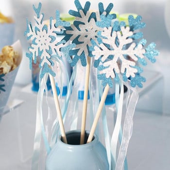 20 τμχ Snowflake Cupcake Toppers Ασημί Μπλε χάρτινο κάλυμμα κέικ για διακόσμηση χριστουγεννιάτικου κέικ Παιδικό χειμωνιάτικο χιόνι για πάρτι