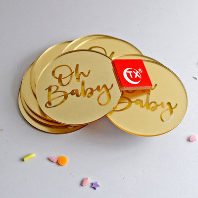 INS New Happy Birthday Cake Topper Aur acrilic Birthday Oh Baby Cupcake Topper pentru petrecerea de aniversare Decoratiuni pentru tort Baby Shower