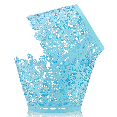 50db lézerrel vágott papír üreges cupcake csomagolók esküvői születésnapi buli tortadísz babazuhany muffin cupcake csésze tokok