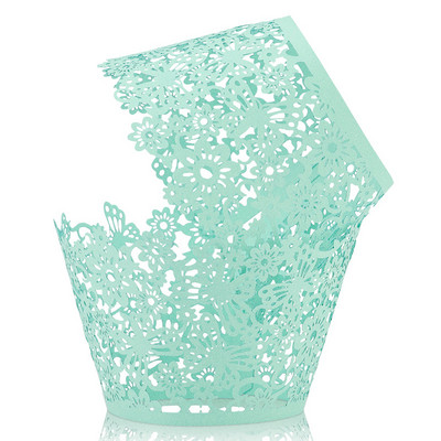 50db lézerrel vágott papír üreges cupcake csomagolók esküvői születésnapi buli tortadísz babazuhany muffin cupcake csésze tokok