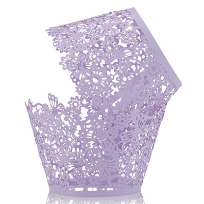 50db lézerrel vágott papír üreges cupcake csomagolók esküvői születésnapi buli tortadísz babazuhany muffin cupcake csésze tokok