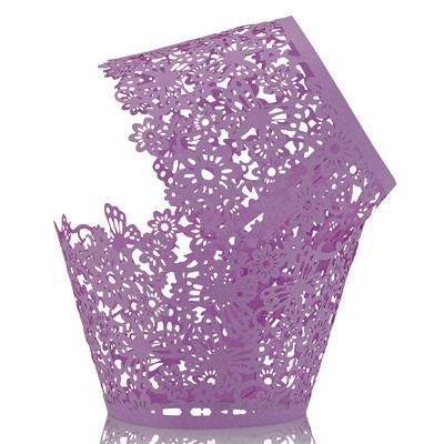 50db lézerrel vágott papír üreges cupcake csomagolók esküvői születésnapi buli tortadísz babazuhany muffin cupcake csésze tokok