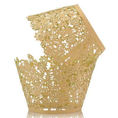 50db lézerrel vágott papír üreges cupcake csomagolók esküvői születésnapi buli tortadísz babazuhany muffin cupcake csésze tokok