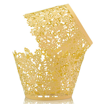 50db lézerrel vágott papír üreges cupcake csomagolók esküvői születésnapi buli tortadísz babazuhany muffin cupcake csésze tokok