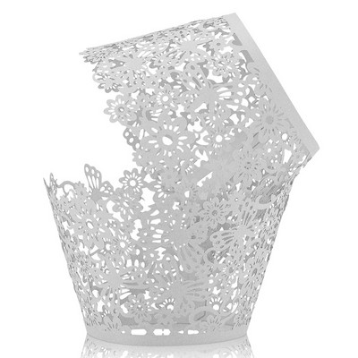 50db lézerrel vágott papír üreges cupcake csomagolók esküvői születésnapi buli tortadísz babazuhany muffin cupcake csésze tokok