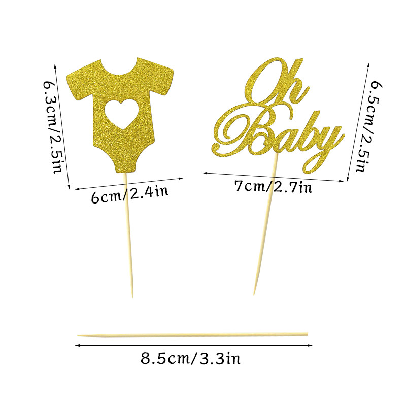 18 gab. Mirdzoša papīra kēksiņu pildītāji Oh Baby Cake Topper 1. dzimšanas dienas kūkas dekori oh Baby Girl Boy Baby Shower Party kūku piederumi