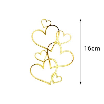 10 buc. Topper pentru tort de nuntă Topper în formă de inimă, auriu, argintiu, minimalist, cu inimă, pentru decorare pentru petrecere pentru ziua Îndrăgostiților.