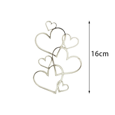 10 buc. Topper pentru tort de nuntă Topper în formă de inimă, auriu, argintiu, minimalist, cu inimă, pentru decorare pentru petrecere pentru ziua Îndrăgostiților.