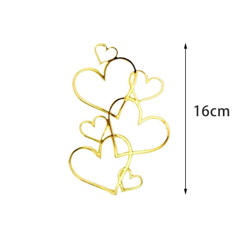 10 buc. Topper pentru tort de nuntă Topper în formă de inimă, auriu, argintiu, minimalist, cu inimă, pentru decorare pentru petrecere pentru ziua Îndrăgostiților.